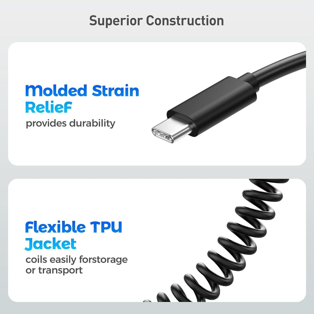 Cable Matters 2-Pack USB to USB C Coiled Cable with 3A/15W Fast Charging 1-4Ft, Support Apple Carplay, Android Auto, Coiled USB-A to USB-C Cable, for Iphone 16/15 Pro Max Plus, Galaxy S23, Ipad