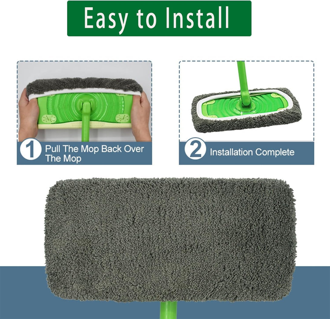 4 Pack Reusable Microfiber Mop Pads for Swiffer Sweeper - Wet & Dry Cleaning Cloths - Mop Head Replacement Washable Refills for Household Floors (4Pack Grey)