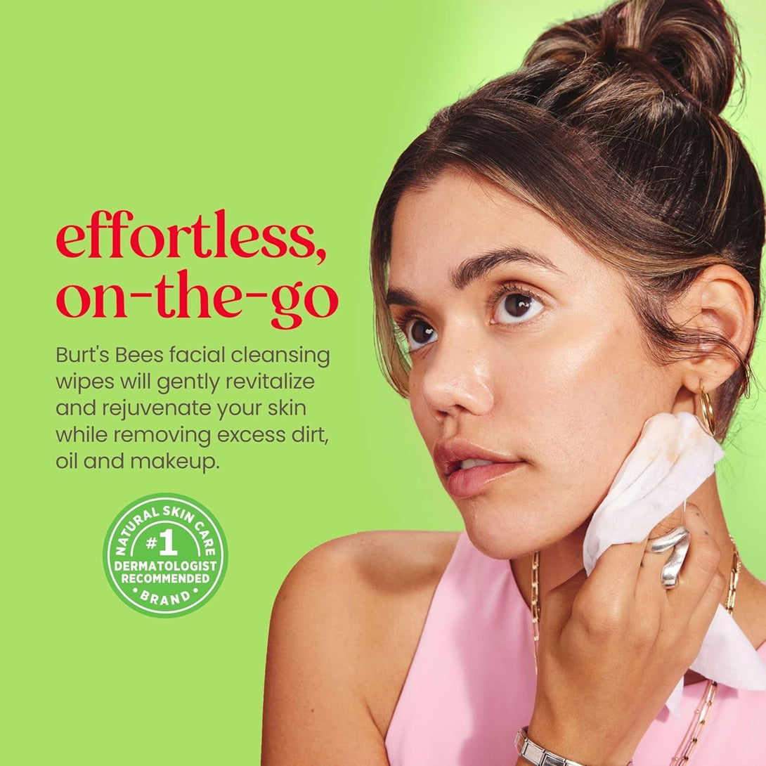 Burt'S Bees, Aloe Vera Face Wipes, for Sensitive Skin, Soothing Makeup Remover & Facial Cleansing Towelettes, 30 Count (1 Pack)