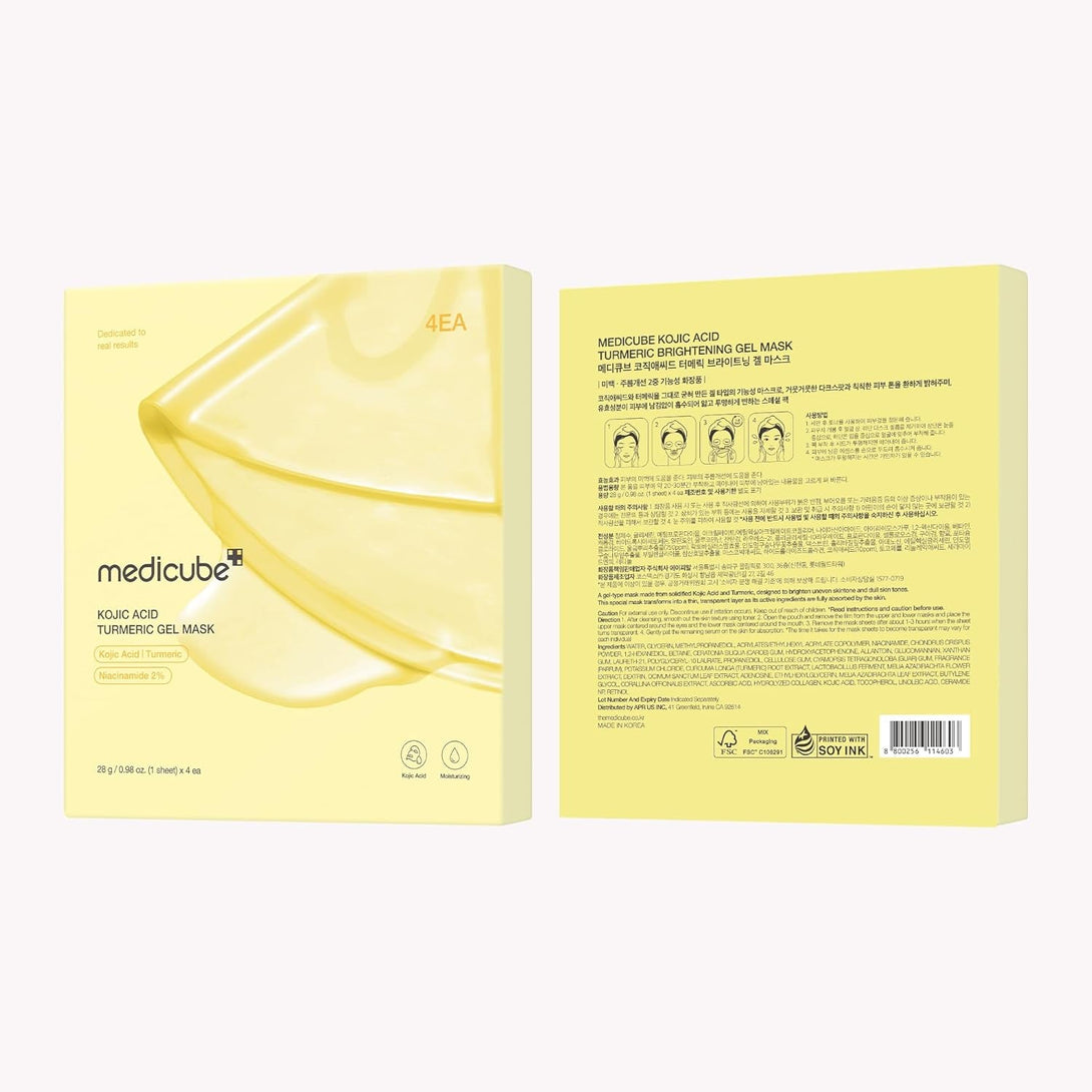 Medicube Kojic Acid Turmeric Brightening Gold Jelly Gel Mask | Overnight Face Mask for Glass Glow Skin- Elasticity, Hydrating, Firming and Moisturizing | Korean Skincare, 28G X 4Ea