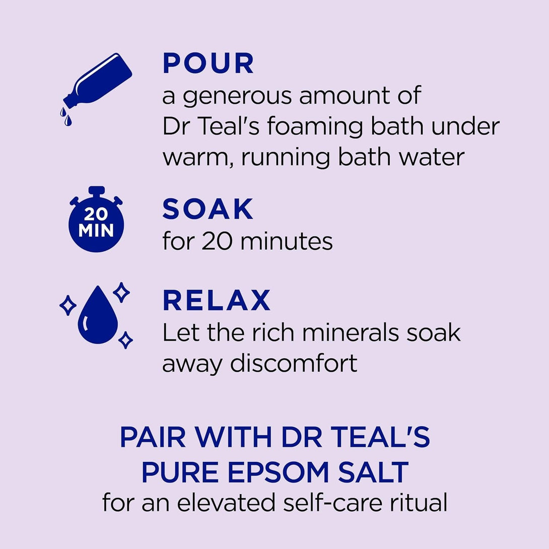 Dr Teal'S Foaming Bath with Pure Epsom Salt, Soothe & Sleep with Lavender, 34 Fl Oz (Pack of 2)