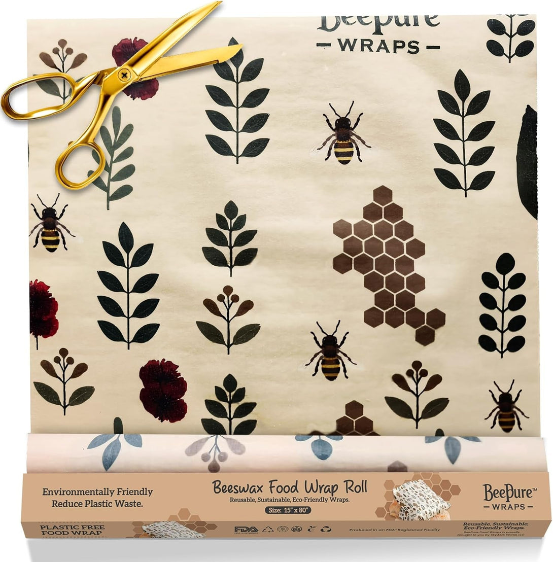 Beeswax Food Wrap Roll (15"X80") – Reusable & Sustainable Eco-Friendly Food Storage Alternative to Plastic