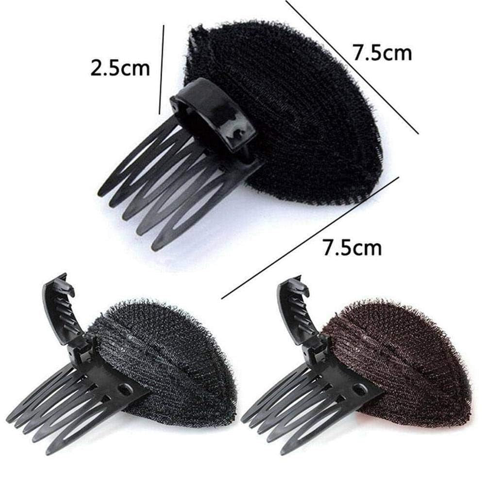1Pc Black Fluffy Hair Pad Sponge Clip Bun Comb Bump It up Hairstyling Tool for Women and Girls - DIY Beauty and Personal Care Clips and Barrettes