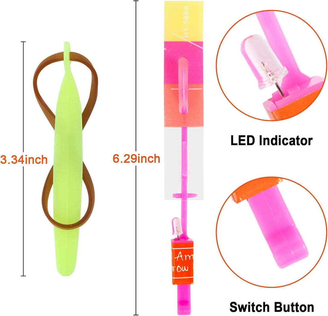 25 Sets LED Flying Set, 25 Slingshot+25 Glow Helicopter-50 Pcs, Flying Toy Outdoor Toys Glow in the Dark Party Supplies Party Favors for Kids 8-12,4-8