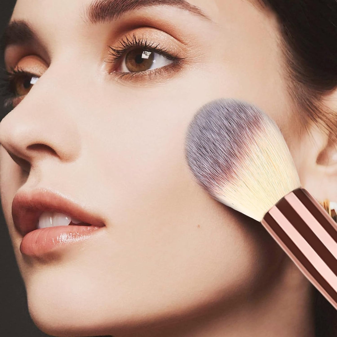 3PCS Double Ended Makeup Brush, round Top Brush for Blush, Slant Brush for Contour and Highlighter, Perfect For