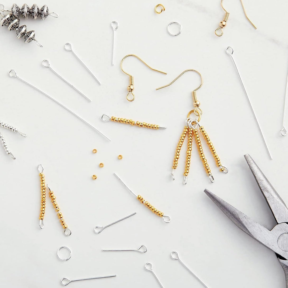 1200 Pieces Eye Pins for Jewelry Making, Bulk 20-Gauge Hooks for DIY Earrings, 8 Assorted Lengths (Silver)