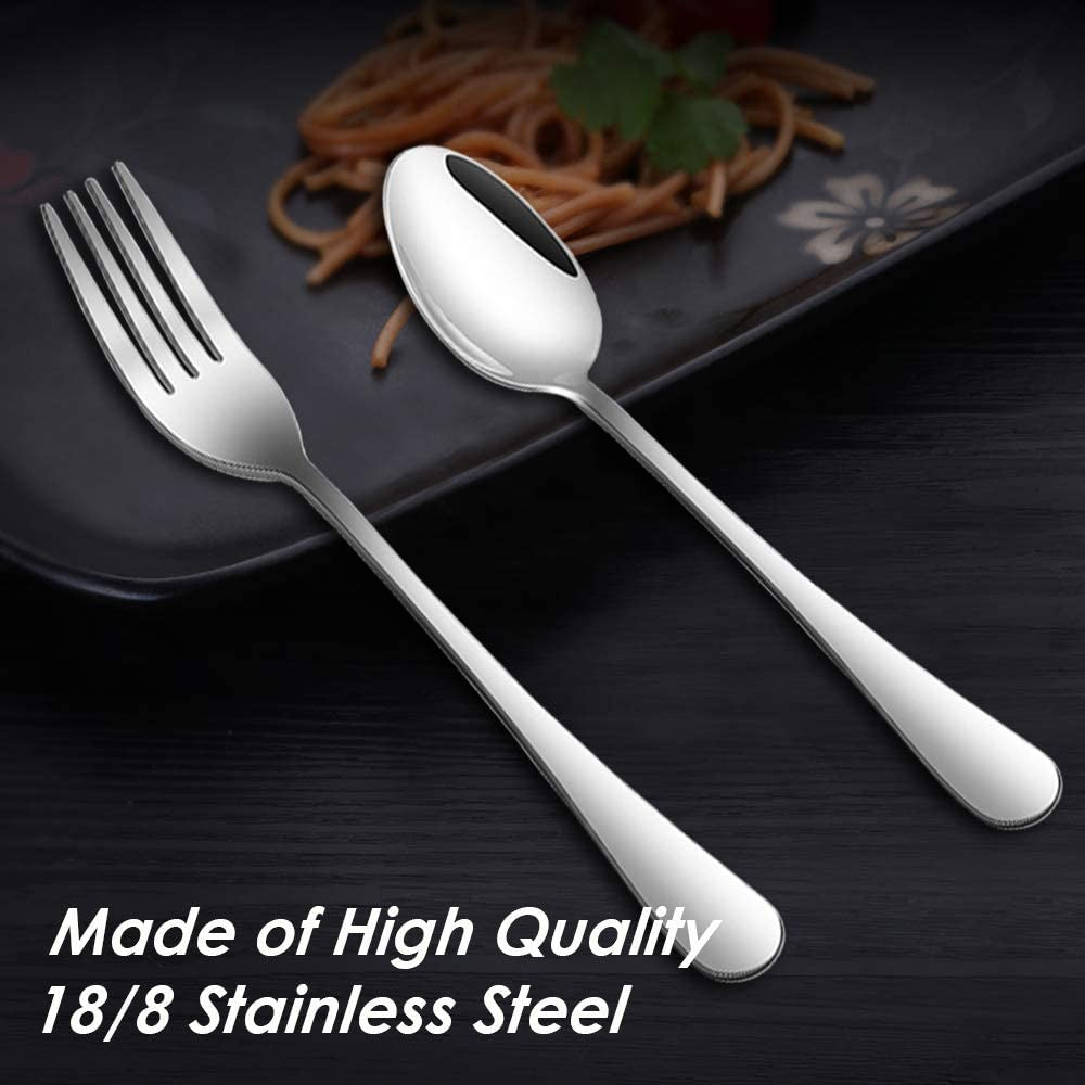Set of 12, Stainless Steel Dinner Forks and Spoons, Findtop Heavy-Duty Forks (8 Inch) and Spoons (7 Inch) Cutlery Set