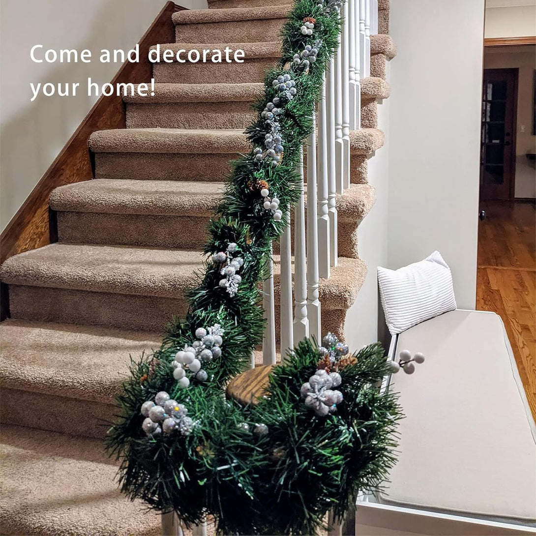 50' Christmas Pine Decoration - Green Artificial Tinsel Garland for Indoor & Outdoor Use