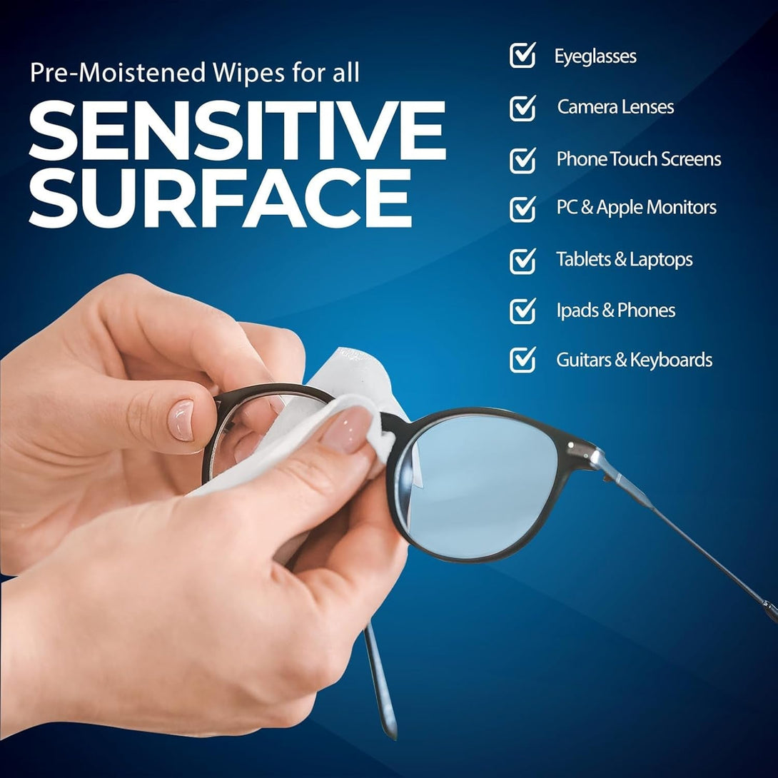 MED PRIDE 100 Pre-Moistened Anti-Fog Lens and Screen Cleaning Wipes for Eyeglasses, Touchscreens, Camera Lenses; Quick-Dry, Scratch-Free, Individually Wrapped