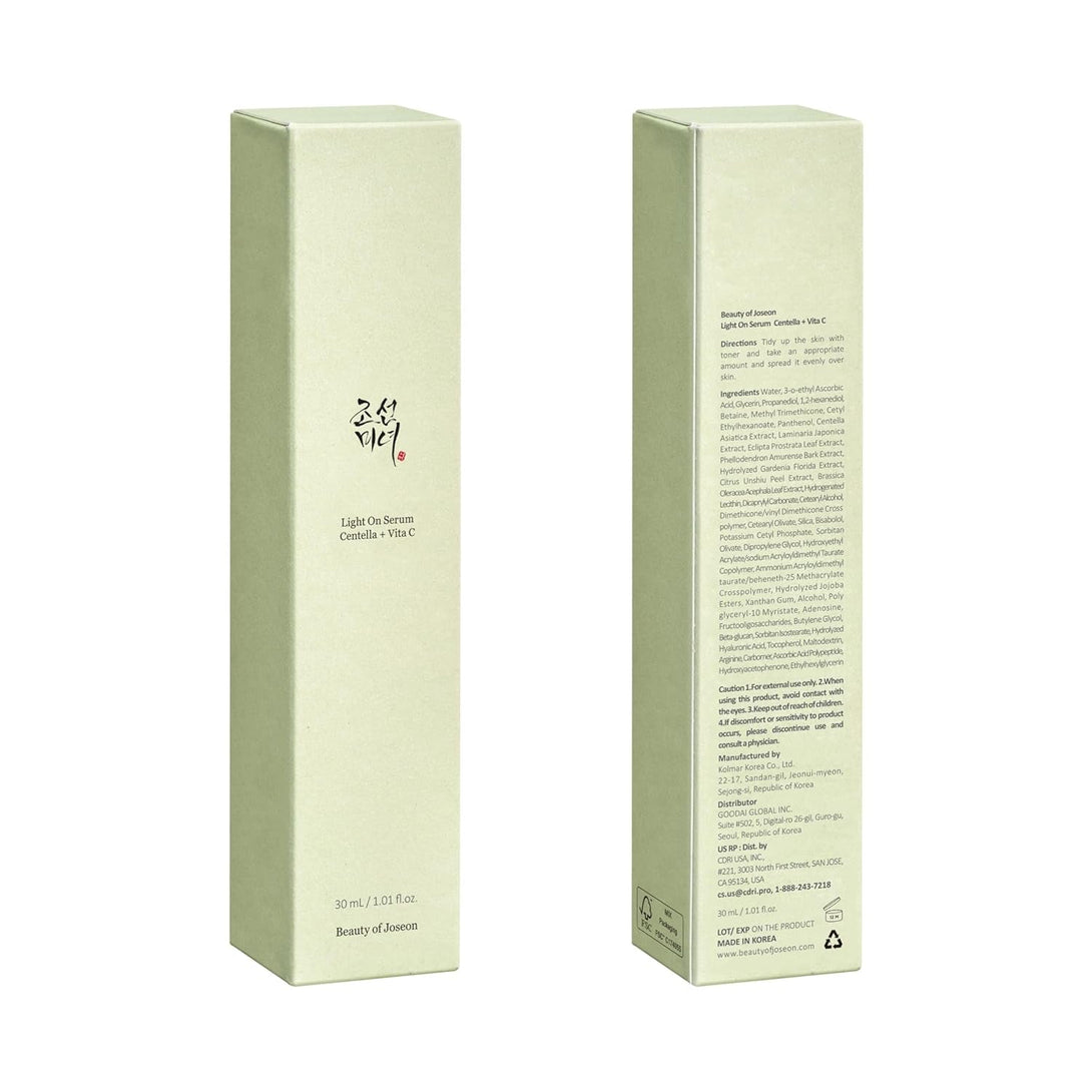 Beauty of Joseon Light on Serum Vitamin C Centella Dark Spot Fine Lines Pigmentation Correcting Serum, Hydrating Moisturizer, Korean Skin Care for Men and Women, 30Ml, 1 Fl.Oz