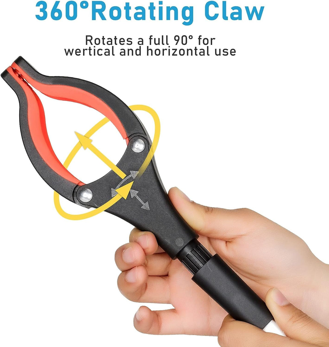 2025 Upgrade Grabber Reacher Tool, 360° Rotating Head, Wide Jaw, 32" Foldable, Trash Claw Grabbers for Elderly, Reaching Tool for Trash Pick up Stick, Litter Picker, Arm Extension (Orange3)