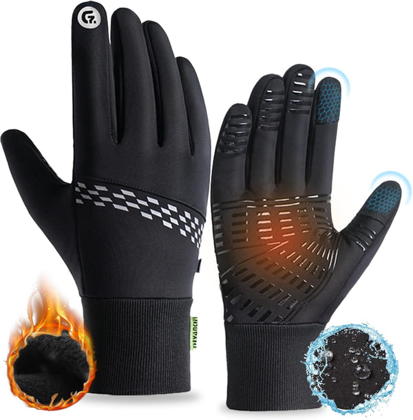 Lightweight Winter Gloves for Men & Women, Touchscreen Windproof Thermal Gloves, Water-Resistant Anti-Slip Warm Gloves for Cycling, Running, Hiking, Driving