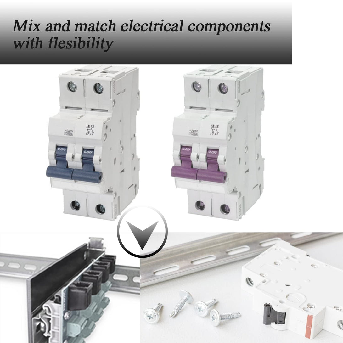 2 Piece DIN Rail Slotted for Hardware Components Mounting, Aluminum Din Rails with Rohs - 13 Inches Long, 35Mm Width, 7.5Mm Height