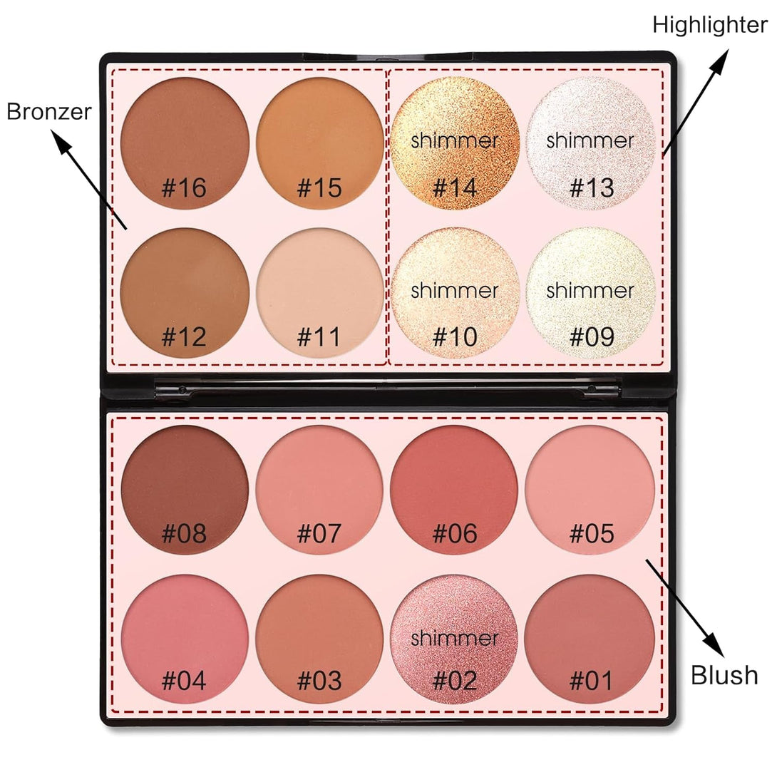 16 Colors Contour Palette Make up - Blush Highlighters Bronzer Powder All in One Makeup Palettes Contour Kit - Face Cosmetics Gifts for Women Beauty for Festivals