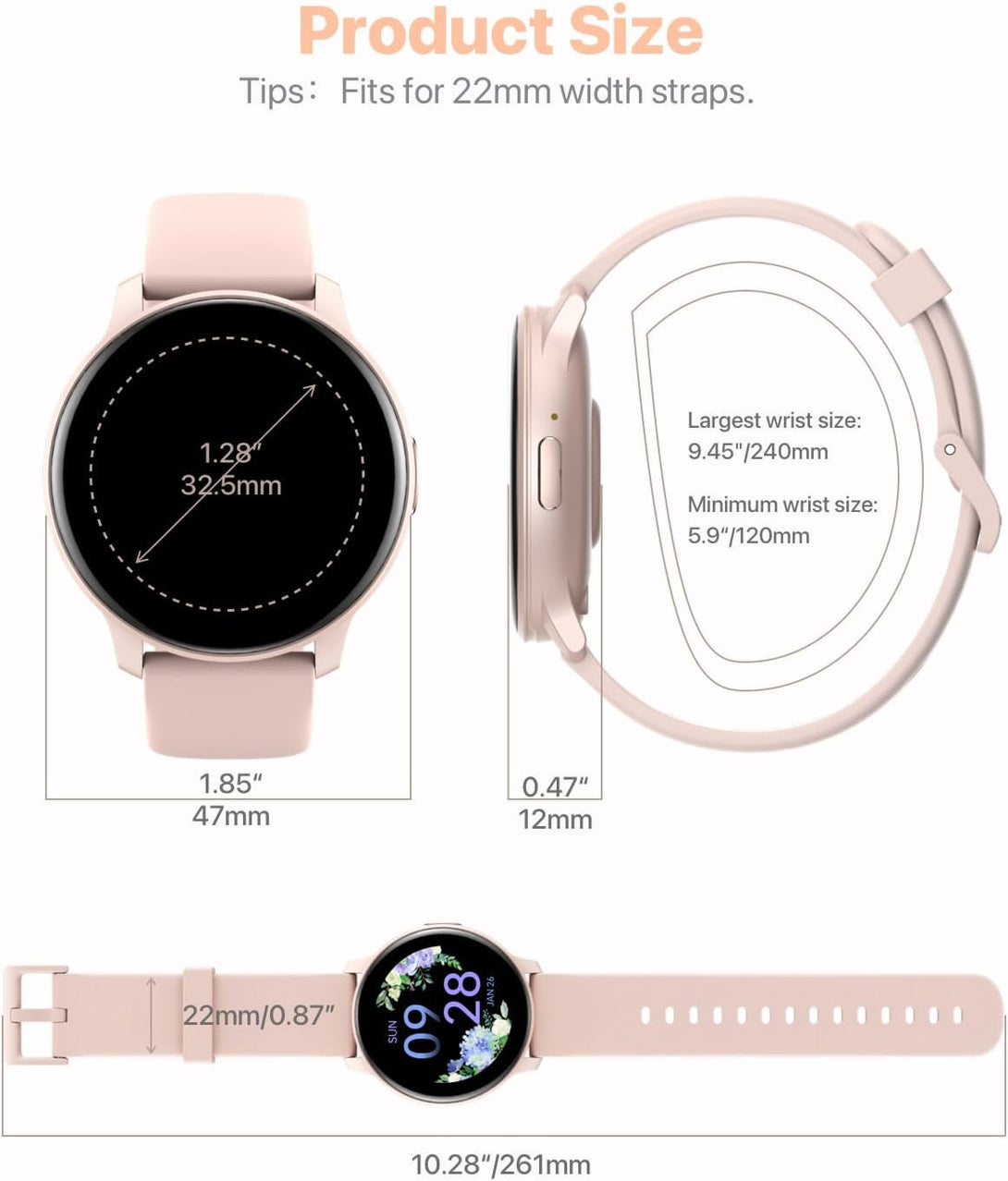 Smart Watch, HD Smartwatch for Men Women (Answer/Make Calls), Fitness Watch with 100+ Sport Modes, IP68 Waterproof/Heart Rate/Sleep Monitor, Activity Trackers for Ios/Android