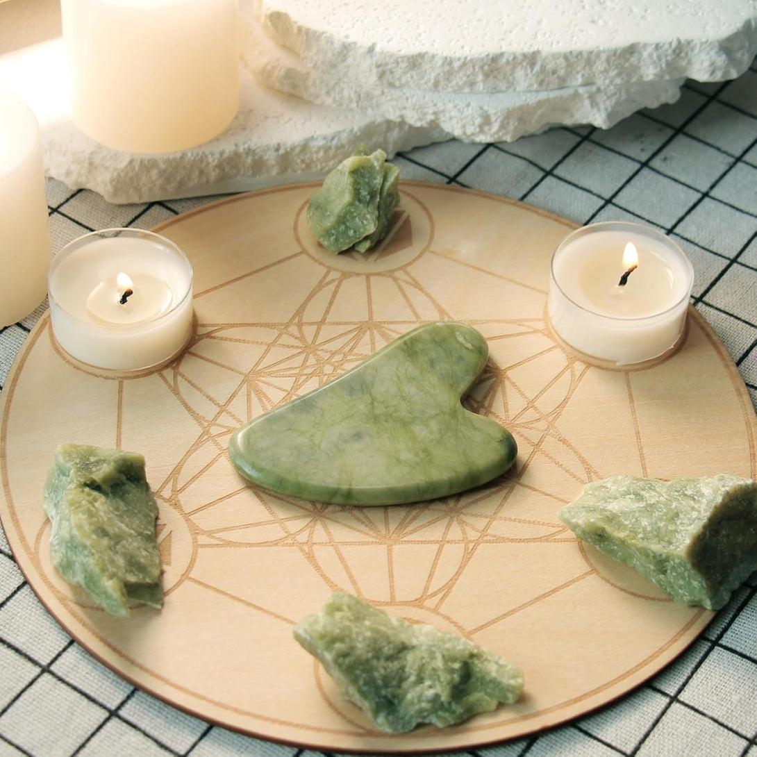 BAIMEI Gua Sha Facial Tools Face Massager for Skin Care, Relaxation and Reduce Wrinkles Puffiness Skin Care Tools, Self Care Gift for Men Women - Xiuyan Jade