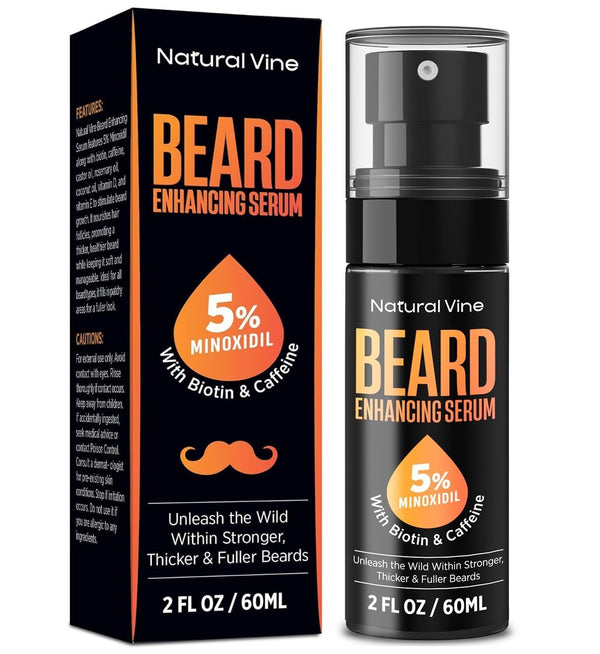 5% Minoxidil Beard Growth Oil for Men: Minoxidil for Men Beard Hair Regrowth Serum with Biotin and Caffeine - Unleash Your Wildness with Stronger Thicker Fuller Beard 2 FL Oz/60Ml