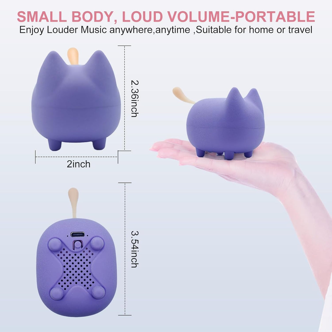 Small Bluetooth Speaker, Cute Cat Mini Wireless Speakers with Loud Stereo Sound, Built-In Mic, Super Bass, Dual Pairing, Portable Speaker for Teen Girl Birthday Gift Ideas (Purple)
