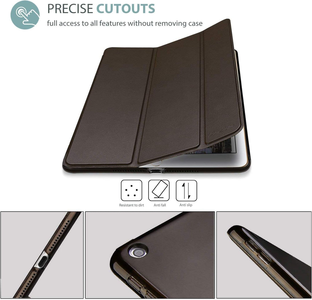 Procase Smart Case for Ipad 9.7 Inch Ipad 6Th/5Th Generation 2018 2017(Model: A1893 A1954 A1822 A1823), Ultra Slim Lightweight Stand Cover with Translucent Frosted Back -Brown