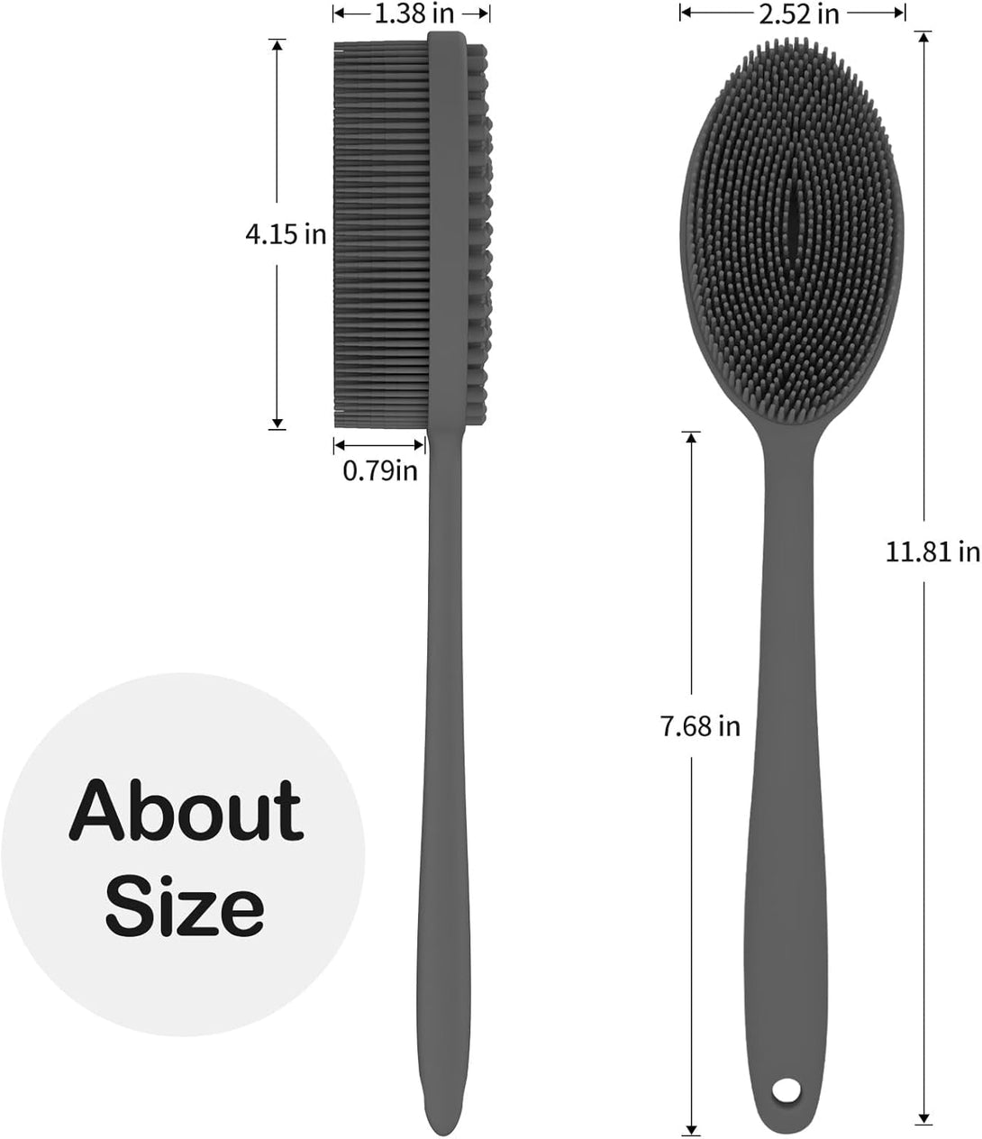 Mateeylife Silicone Body Scrubber Exfoliator with Handle, Gentle Back Scrubber for Shower, Shower Brush for Body, Bath Back Brush for Shower, Silicone Loofah Body Scrubber, Bath Scrubber for Body