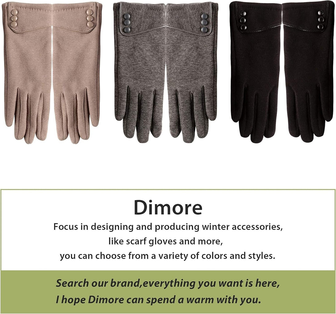 Dimore 3 Pairs Winter Gloves for Women Cold Weather Girls with Touch Screen Fingers Warm Thick Texting Bulk Wholesale