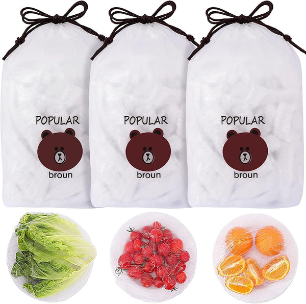300PCS Fresh Keeping Bags,Elastic Food Storage Covers,Universal Kitchen Wrap Seal Caps,Food Covers Stretch Reusable,Stretch Plastic Wrap Bowl Covers,Elastic Stretch Adjustable Bowl Lids