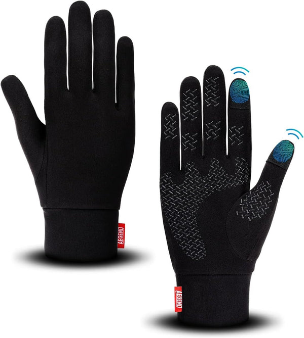 Aegend Lightweight Running Gloves - Warm Mittens Liners for Women & Men, Touch Screen, Cycling & Sports Compression Gloves for Winter, Early Spring or Fall, 6 Colors, 3 Sizes
