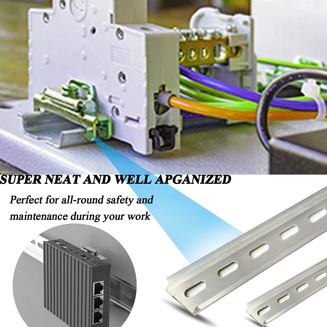 2 Piece DIN Rail Slotted for Hardware Components Mounting, Aluminum Din Rails with Rohs - 13 Inches Long, 35Mm Width, 7.5Mm Height
