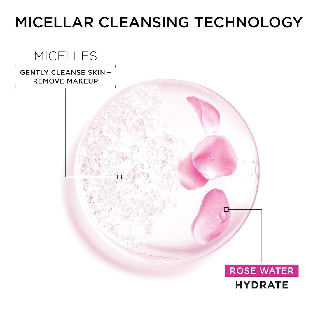 Garnier Micellar Water with Rose Water and Glycerin, Hydrating Facial Cleanser & Makeup Remover, for All Skin Types, Vegan, Cruelty Free, 13.5 Fl Oz (400Ml), 1 Count