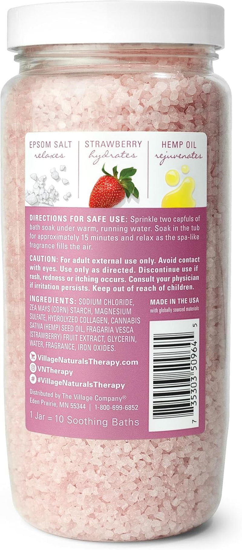 Village Naturals Therapy Glow Concentrated Mineral Bath Soak, Moroccan Melody Scent, 20 Oz, Pack of 4