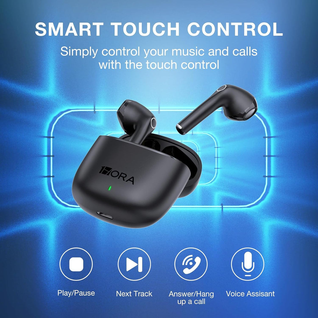 1 Hora Wireless Earbuds Bluetooth 5.3, Sports Headphones Deep Bass In-Ear Earphones, Premium Sound with Charging Case, Compatible with Iphone, Android Smartphone, Tablet, Laptop