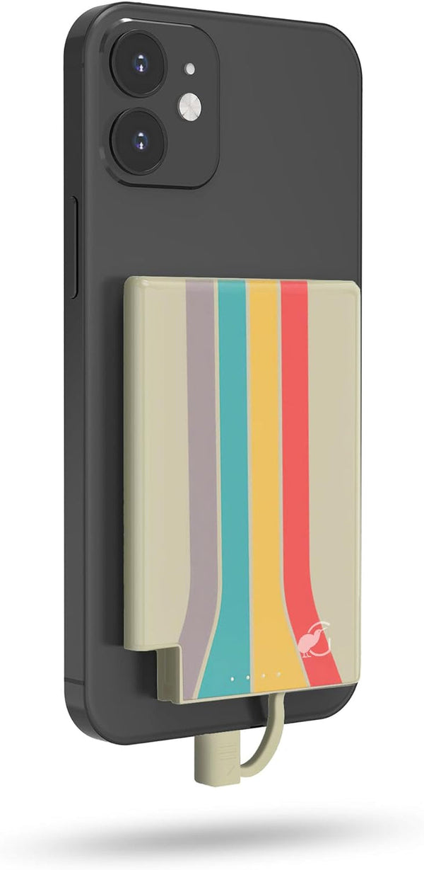 5000Mah Ultra-Slim Portable Charger, Magnetic Attached Power Bank, Built-In USB-C Cable, Compatible with Iphone 15, Android & USB-C Devices, TSA Travel Approved, Lightweight -Retro