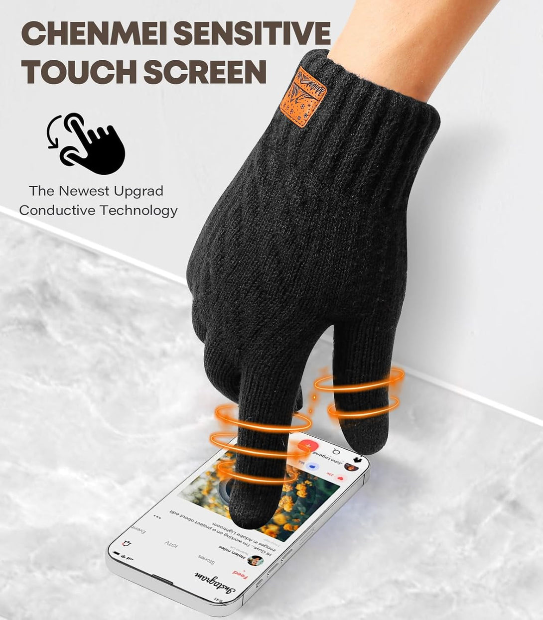 Winter Gloves for Men Women-Warm Touchscreen Cold Weather Gloves,Wool Knit Thermal Adults Gloves for Driving Texting