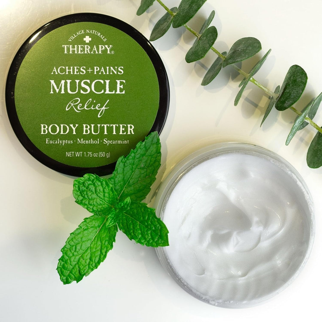 Village Naturals Therapy 3-Piece Relaxing Muscle Wellness Spa Gift Set, Eucalyptus Mint Scent