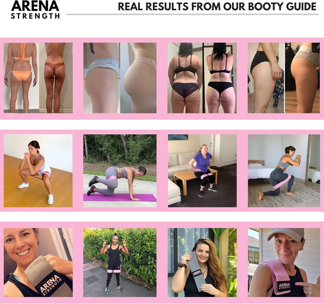 Arena Strength Fabric Booty Bands - Fabric Exercise Bands for Legs and Butt | Fabric Resistance Bands | Hip Resistance Bands with Workout Guide and Carry Case