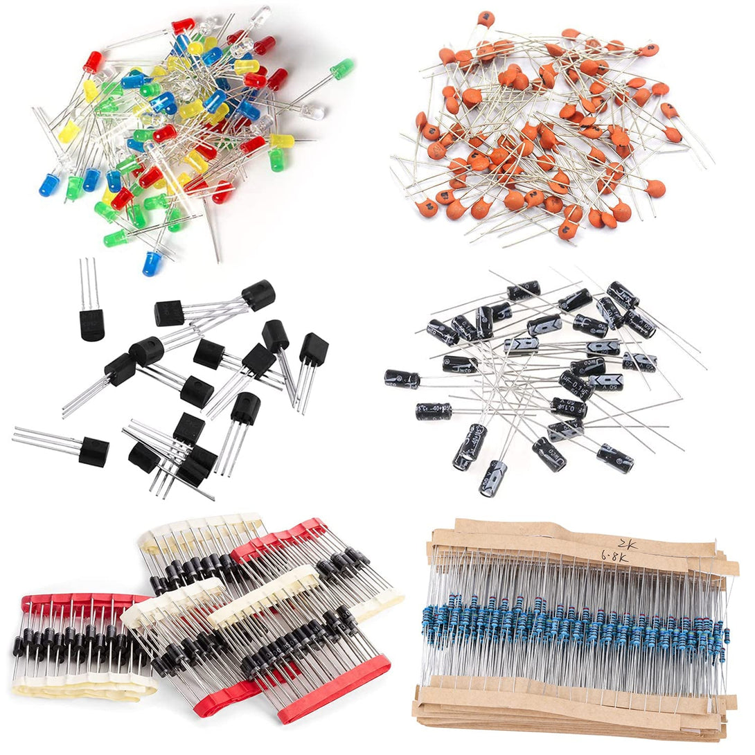 1400Pcs Basic Electronics Component Assortment Kit, Electrolytic Capacitor, Ceramic Capacitor, LED Diode, Common Diode, Resistor, Transistor Component for Arduino, Electronic DIY Project