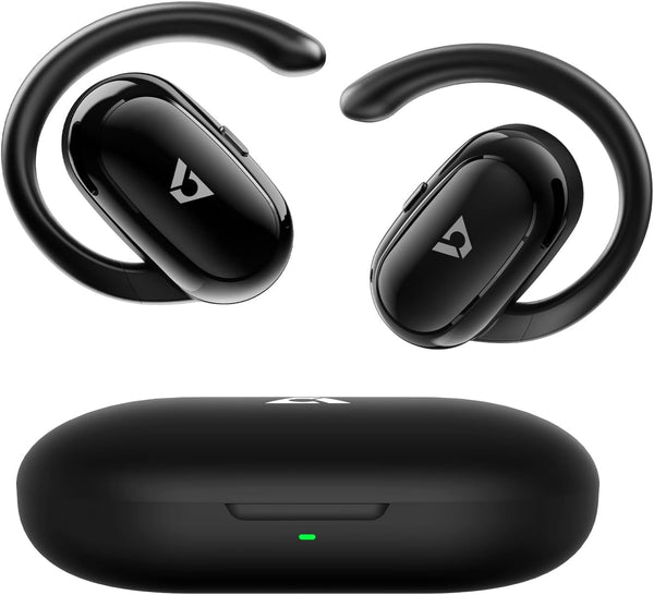 1Mii Open Ear Headphones, Wireless Sports Earbuds 60 Hours Long Playtime with Charging Case, Snug Fit Bluetooth Earbuds with Rotatable Ear Hooks, ENC Clear Calls Premium Sound IPX4 Waterproof （Black）