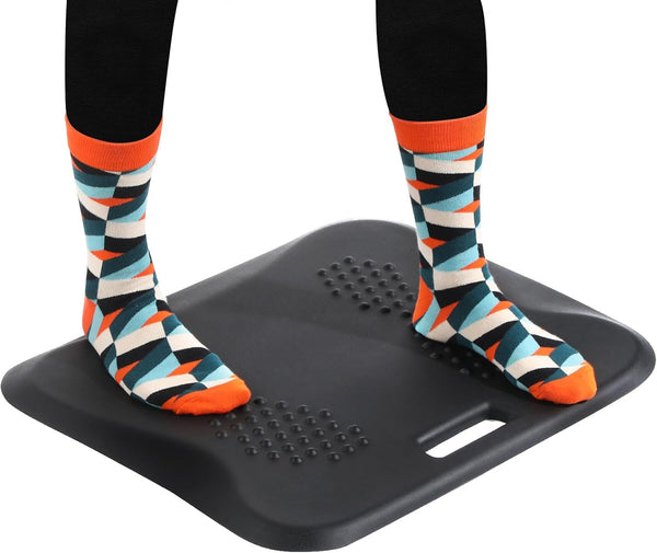 Standing Desk Mat, YESMET anti Fatigue Mat with Massage Points, Not-Flat Comfort Standing Mat for Standing Desk, Portable Ergonomic Mat for Office, Kitchen Floor, Home, Garage (Black), 22*17In