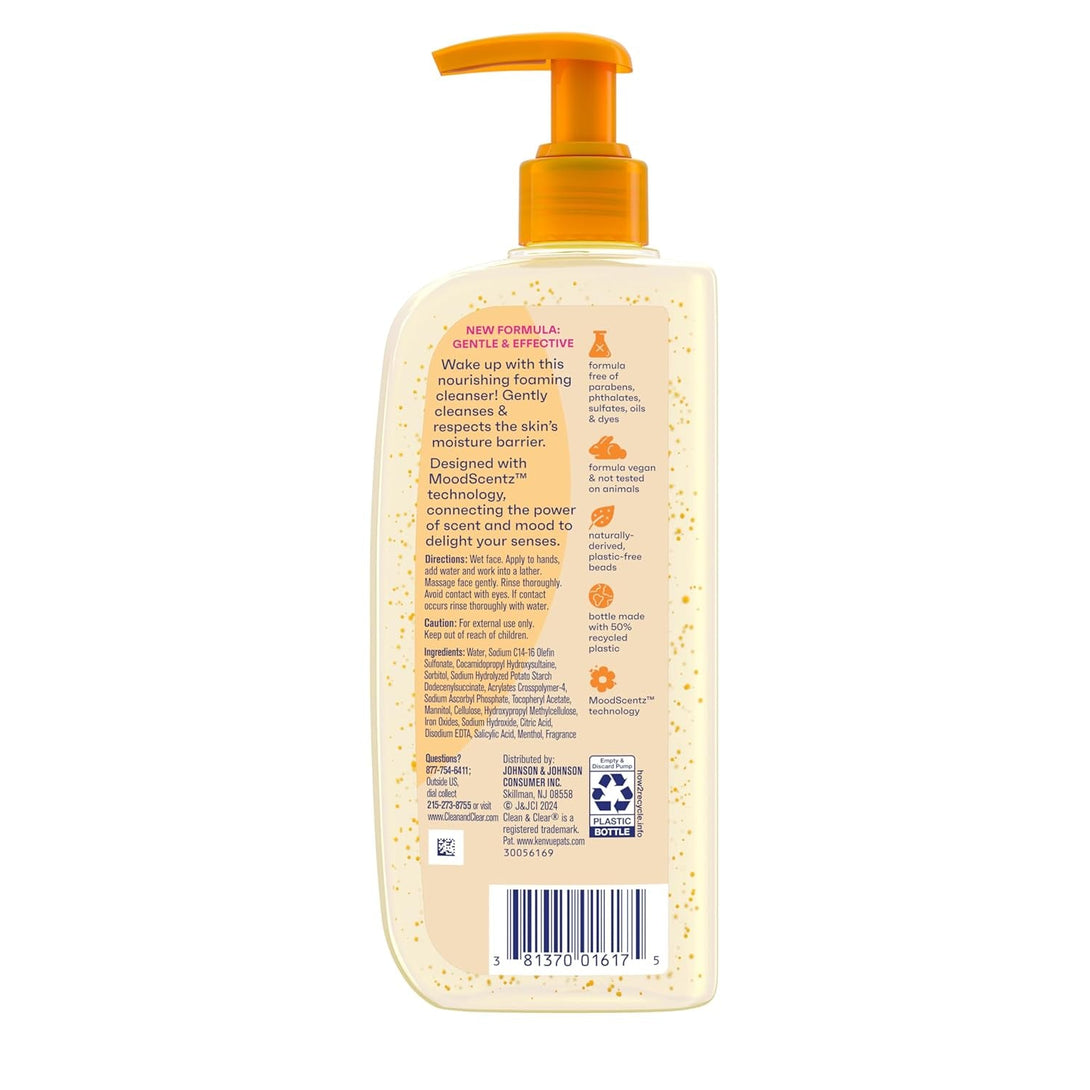 Clean & Clear Morning Burst Oil-Free Facial Cleanser with Brightening Vitamin C, Ginseng, and Gentle Daily Brightening Face Wash for All Skin Types, Hypoallergenic, 8 Fl. Oz