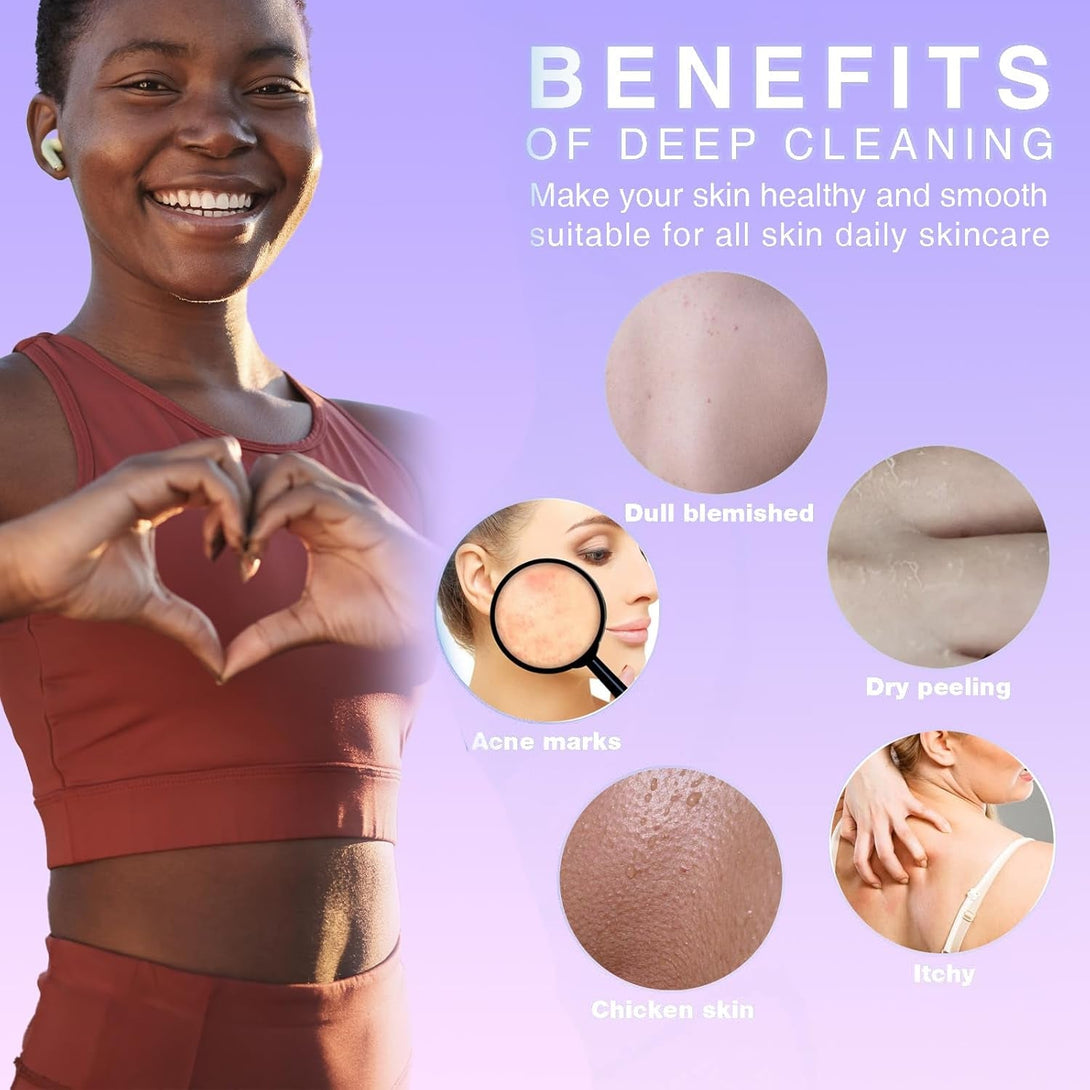 4 African Net Sponge Mesh Long Mesh Bath Sponges - Exfoliates and Refreshes Skin for a Silky Smooth Shower Experience (Purple, Pink, Green, Orange)