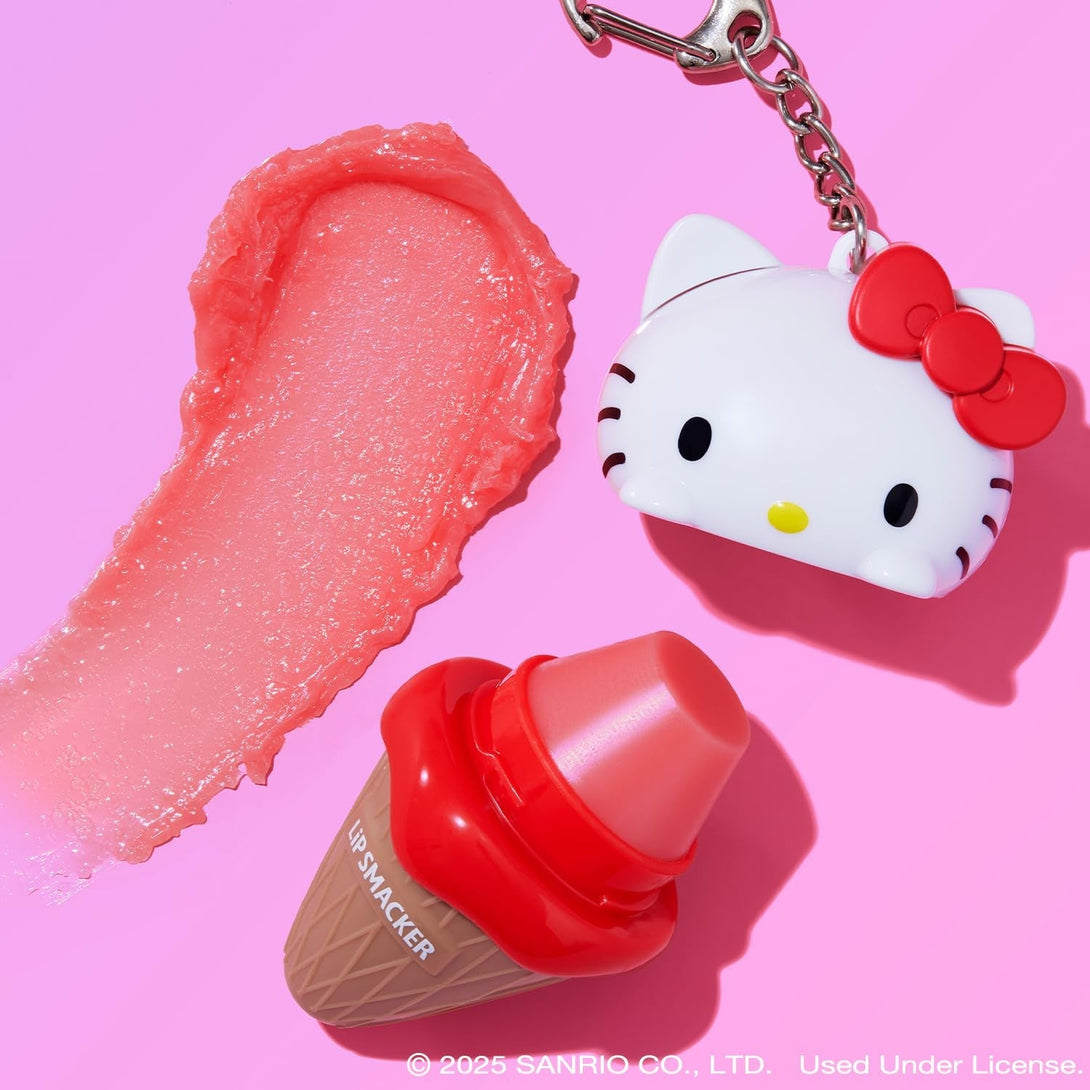 Lip Smacker Hello Kitty Lip Balm, Ice Cream Flavored Moisturizing, Smoothing Soft Shine, Hydrating & Protecting Fun Tasty Flavors, Cruelty-Free - Ice Cream(Packaging May Vary)