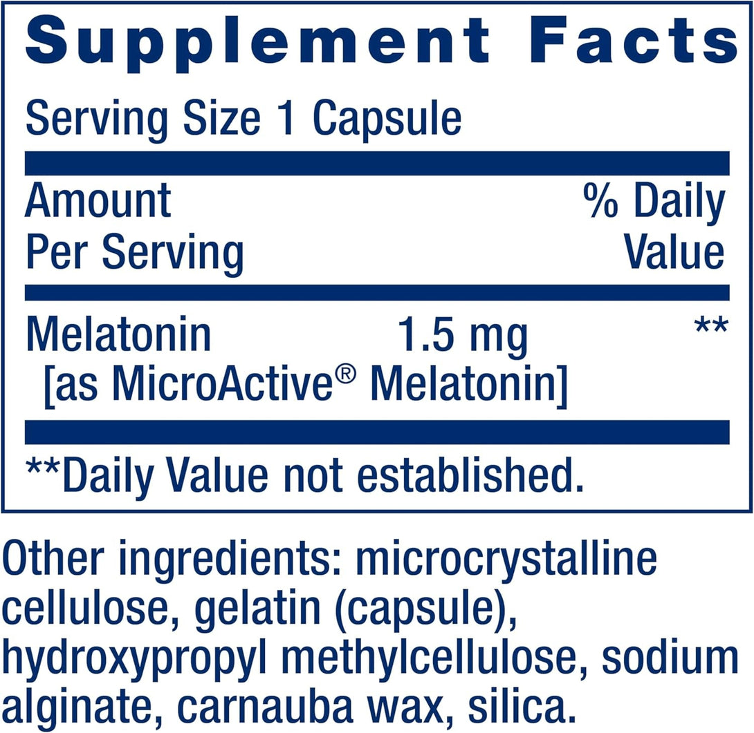Life Extension Melatonin IR/XR, 1.5 Mg, Immediate- and Extended-Release Formula for Optimal Sleep Support, Healthy Circadian Rhythms, Cellular Defense, Gluten-Free, Non-Gmo, 60 Capsules