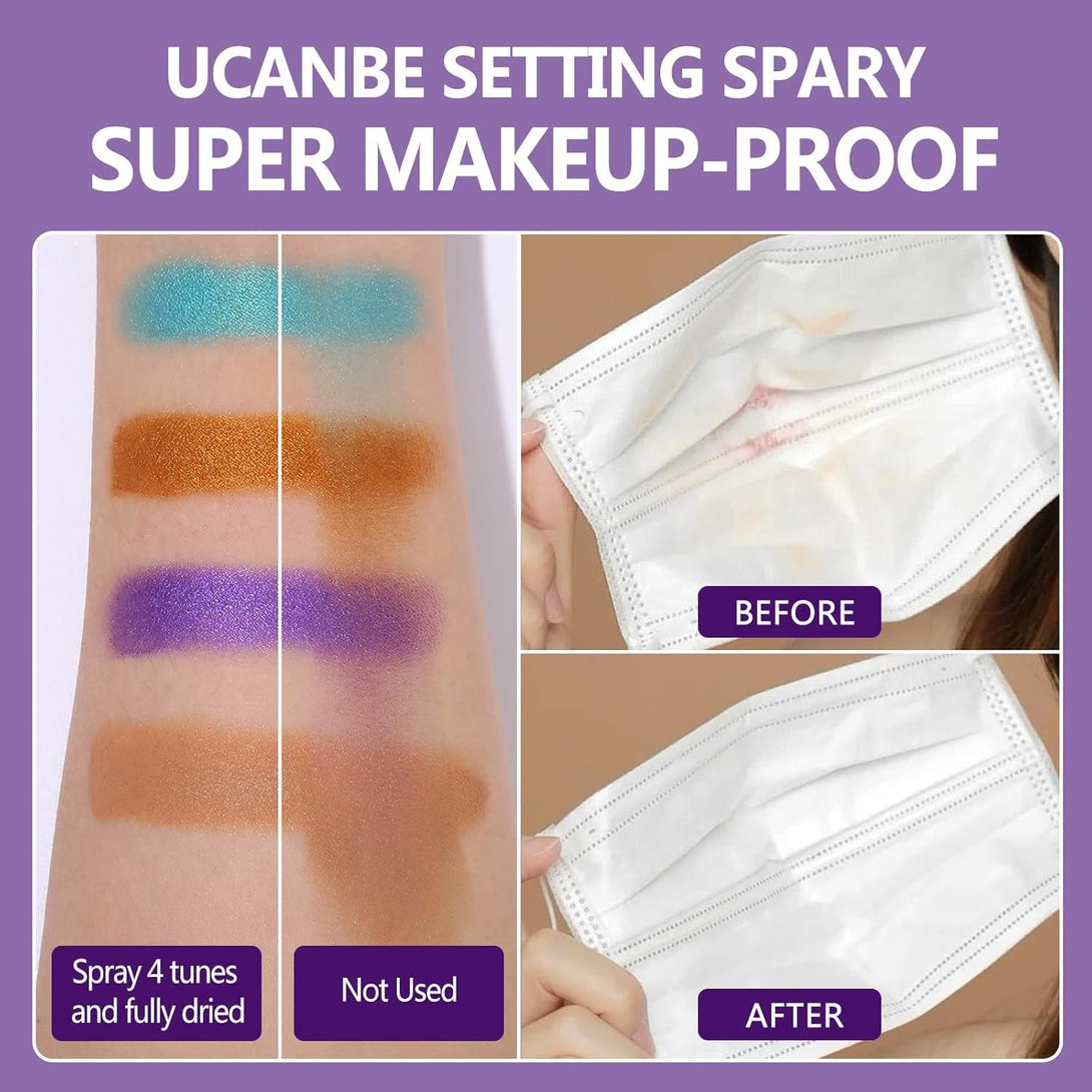 Long Lasting Makeup Setting Spray Kit- 6.76 Fl Oz Hydrating Matte Finish Mist Lightweight Face Make up Fixer +Travel Size Spray Bottle+Sponge Puff Makeup Set