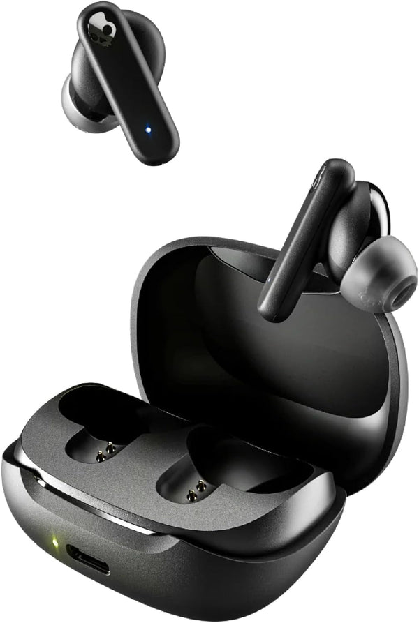 Skullcandy Smokin’ Buds Wireless Earbuds, Bluetooth Headphones, Noise Isolating Fit, up to 20 Hours Battery, IPX4 Sweat and Water Resistant, Microphone for Iphone Android - True Black