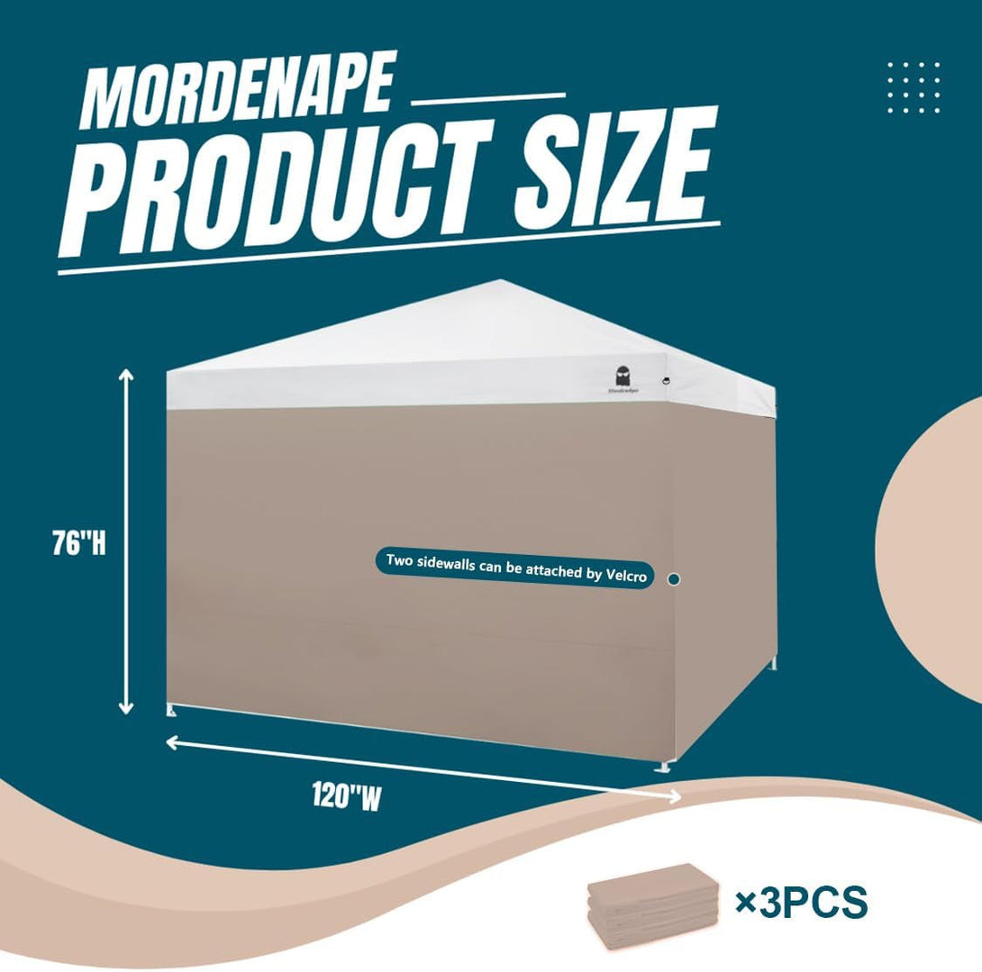 10X10 Pop up Canopy Tent Sidewalls - Straight Leg Compatible, 300D Waterproof Polyester with 99% UV Protection, 3 Piece Khaik Wall Set