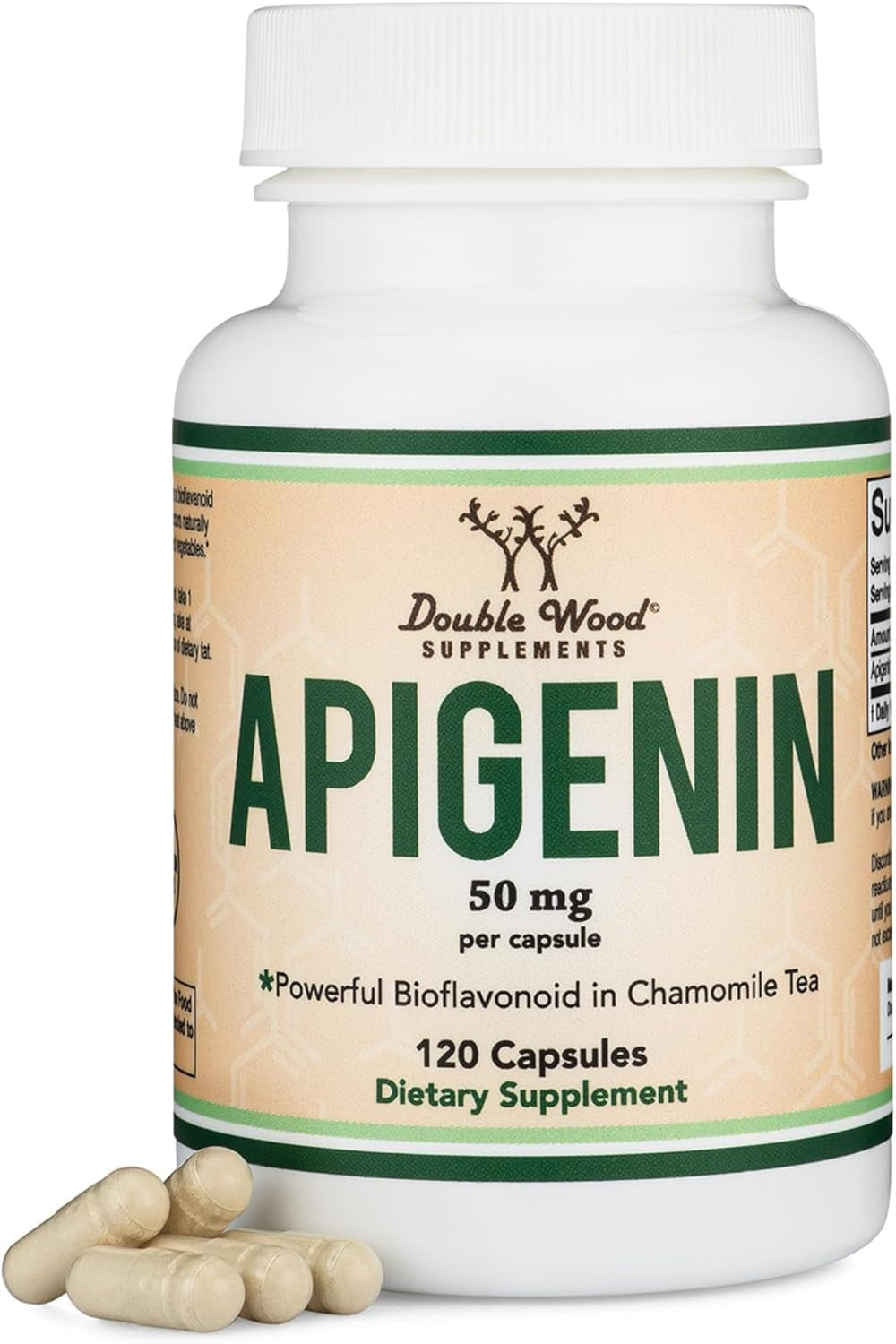 Apigenin Supplement - 50Mg per Capsule, 120 Count (Powerful Bioflavonoid Found in Chamomile Tea for Relaxation, Sleep, and Mood) Senolytic Flavonols for Aging (Gluten Free) by Double Wood