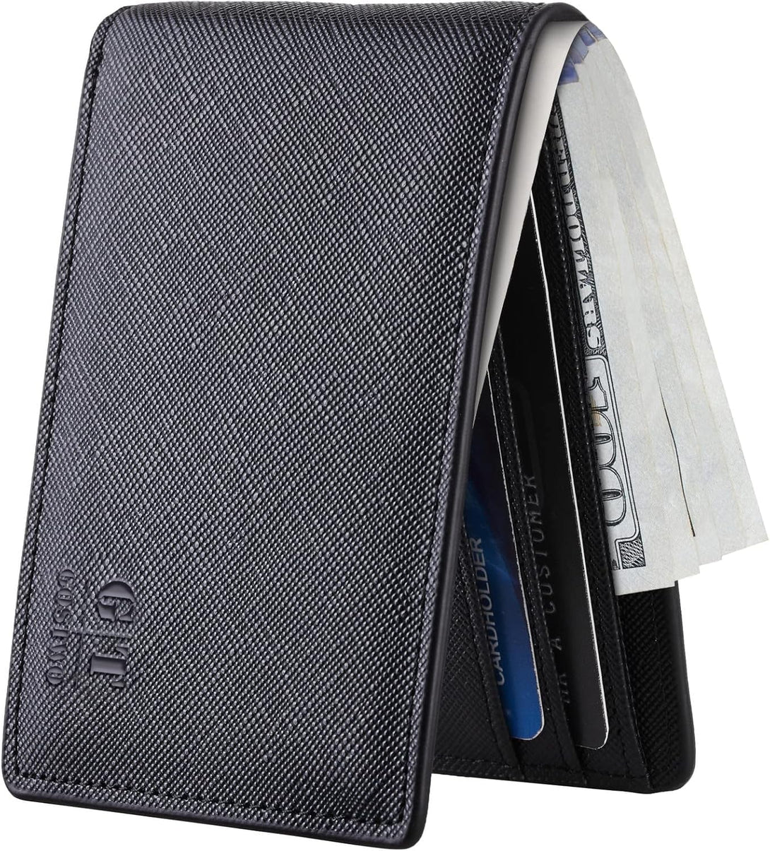 Gostwo Slim Wallet for Men Minimalist Leather ID Window Front Pocket Bifold Wallet