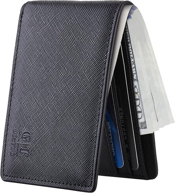 Gostwo Slim Wallet for Men Minimalist Leather ID Window Front Pocket Bifold Wallet
