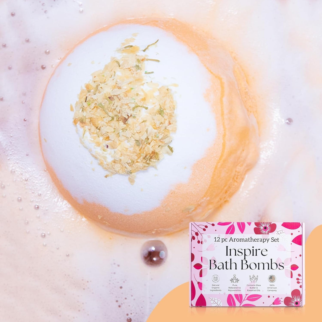Evolutionusa Inspire Bath Bombs for Women, 12 Gorgerous Flower Bath Bombs Topped with Dried Flowers, Luxurious Mother'S Day Gift Set, Brithday Gift, Easter Gift or for Creating Lush Self Care Moment