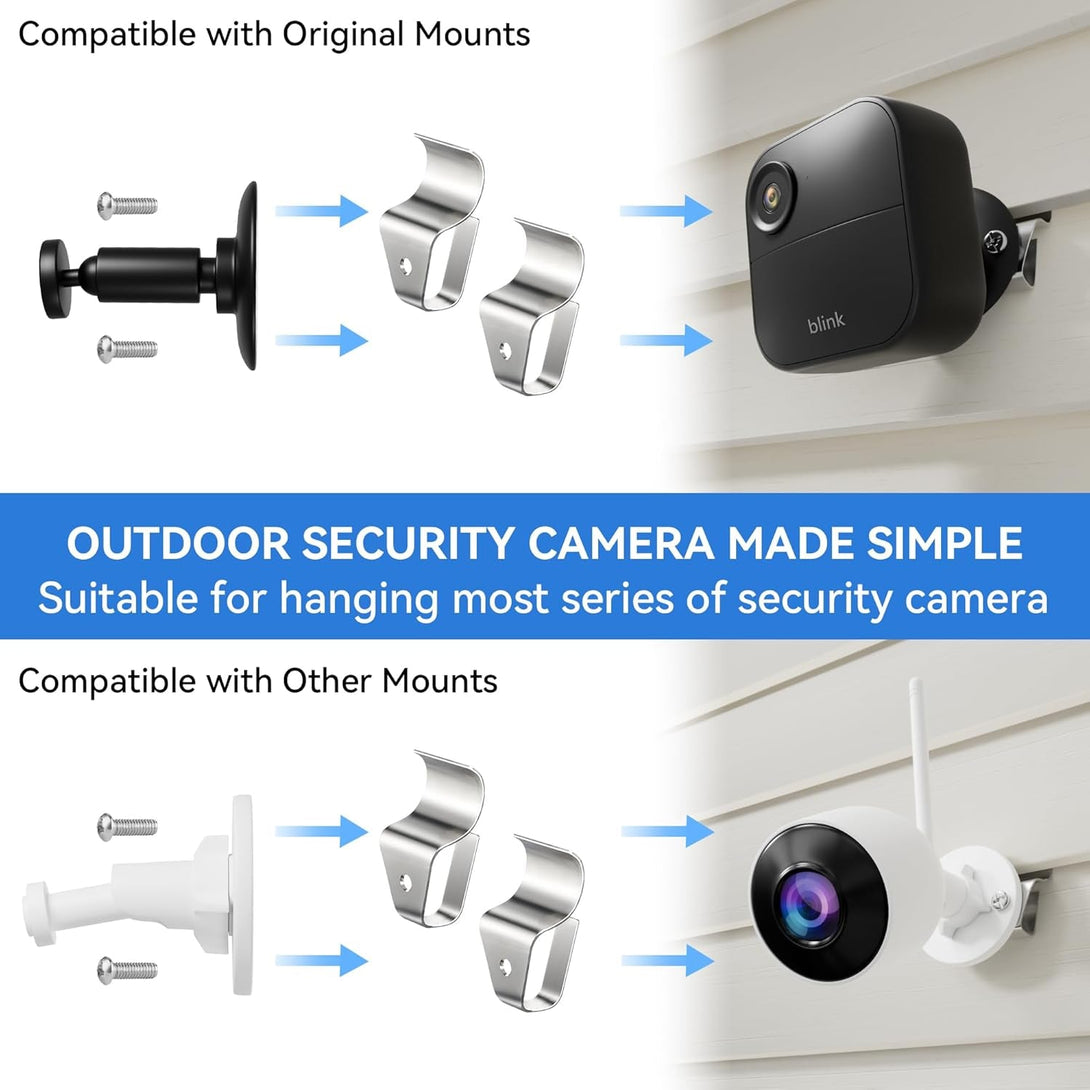 10 Pack Vinyl Siding Clips, Outdoor Security Camera Mount for Hanging Blink, Arlo, Ring Cam, No Drilling, No-Hole Weatherproof Stainless Steel Siding Hooks